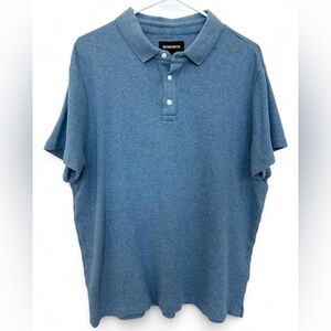 Men's Bonobos Blue Knit Collared Polo Large Preppy Short Sleeve Button Up Cotton